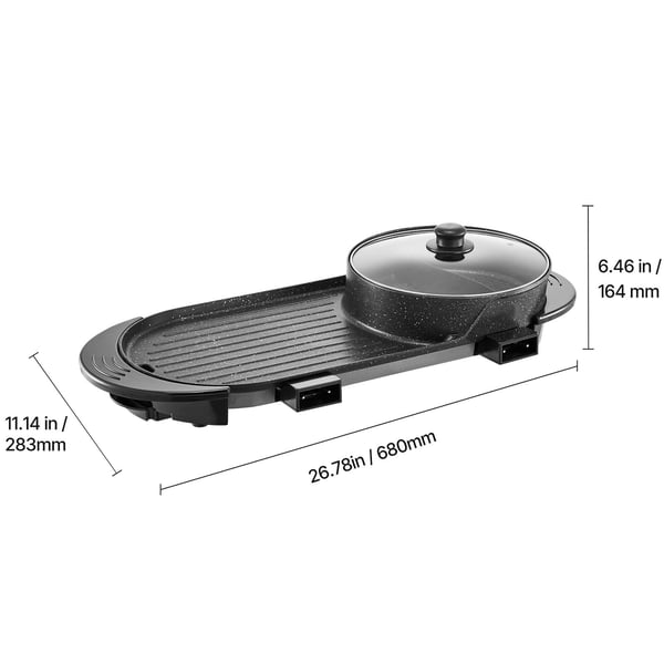 Hot pot ja grilli, 68x28.3x16.4 cm, tarttumaton, sähköinen ruoanlaitto