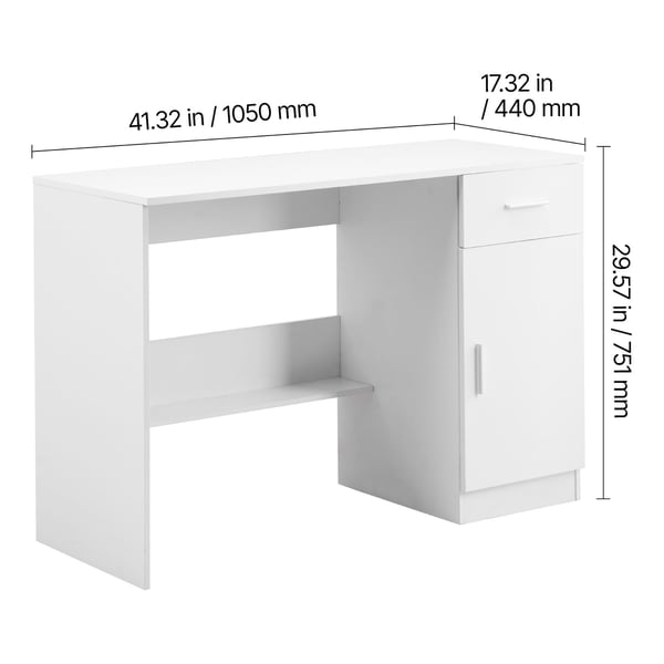 Børneskrivebord, 105x44x75,1 cm, Hvid, MDF Opbevaring