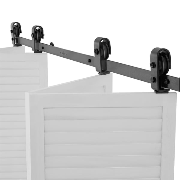 Bi-fold skydedørsbeslagssæt, 193x4x0,6 cm, sort, kraftig model
