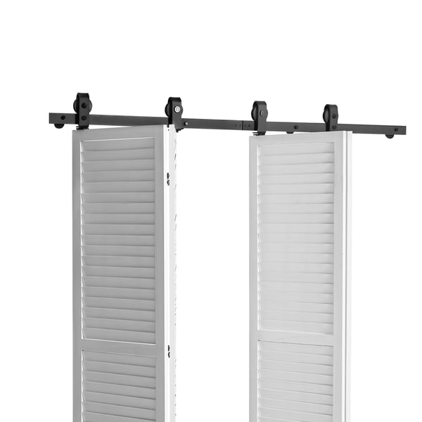 Bi-fold skydedørsbeslagssæt, 193x4x0,6 cm, sort, kraftig model