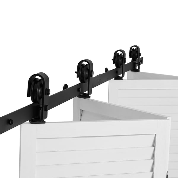 Bi-fold skydedørsbeslagssæt, 193x4x0,6 cm, sort, kraftig model