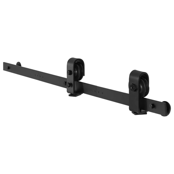 Skjutdörrsbeslag för dubbelfällbar ladugårdsdörr, 101,6x4x0,6 cm, svart, extra robust