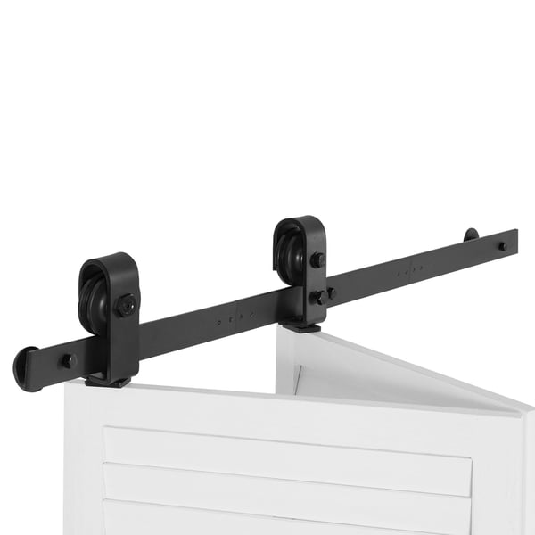 Skjutdörrsbeslag för dubbelfällbar ladugårdsdörr, 101,6x4x0,6 cm, svart, extra robust