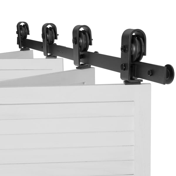 Bi-fold skydørsbeslagssæt, 132x4x0,6 cm, Sort, Kraftig