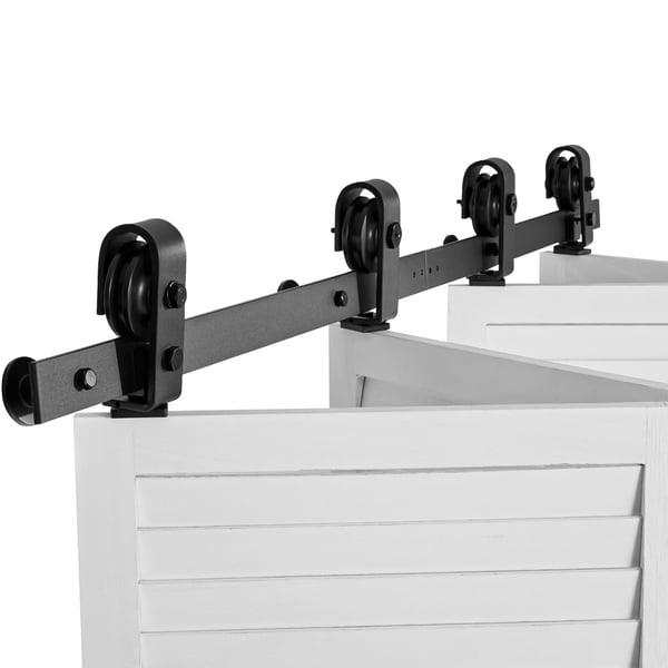 Bi-fold skydørsbeslagssæt, 132x4x0,6 cm, Sort, Kraftig