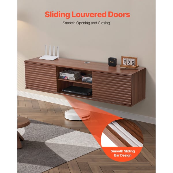 Flydende TV-bord, 152x39x36.8 cm, Valnød, Opbevaring
