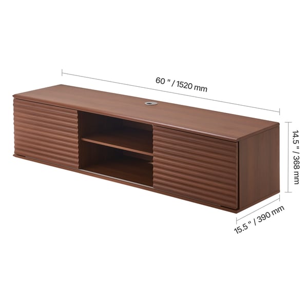 Flydende TV-bord, 152x39x36.8 cm, Valnød, Opbevaring