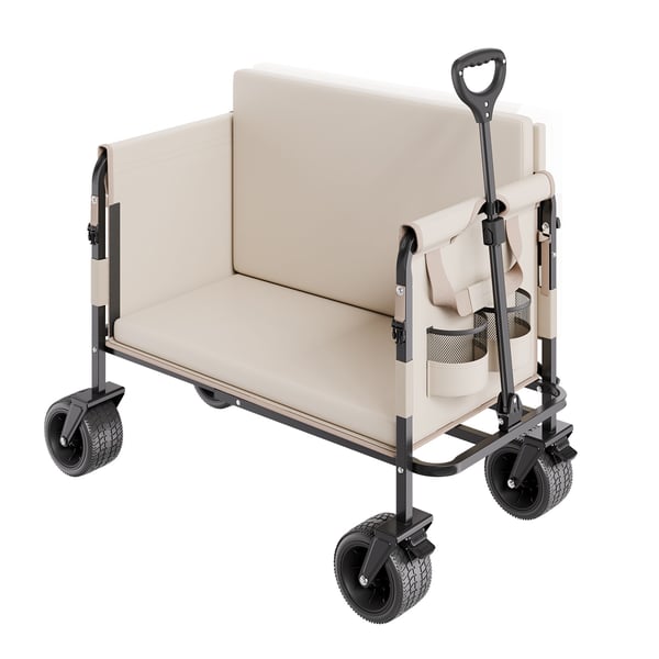 Sammenklappelig vogn, 97x58x67 cm, khaki, sammenfoldelig transportvogn