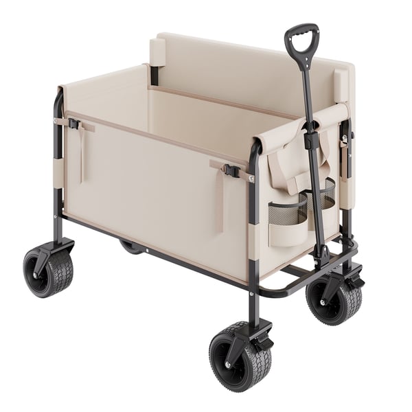 Sammenklappelig vogn, 97x58x67 cm, khaki, sammenfoldelig transportvogn