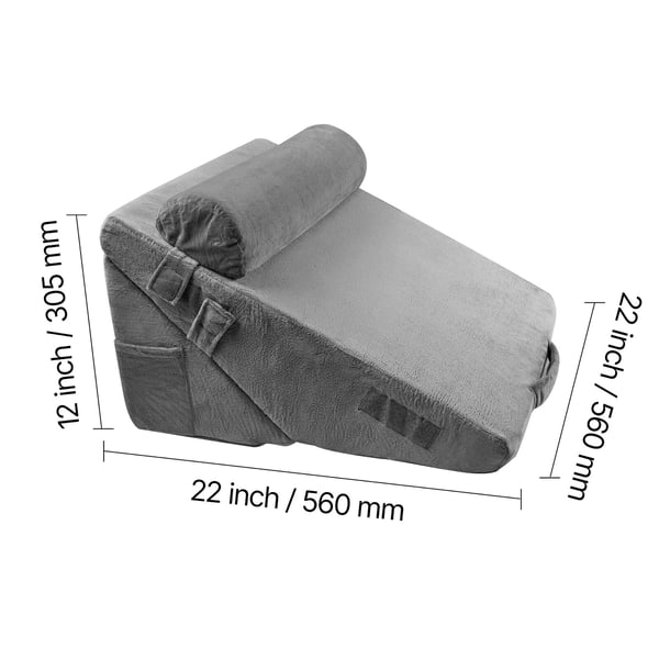 Sängkilkudde Set, 56x56x77 cm, Mörkgrå, Skumstöd