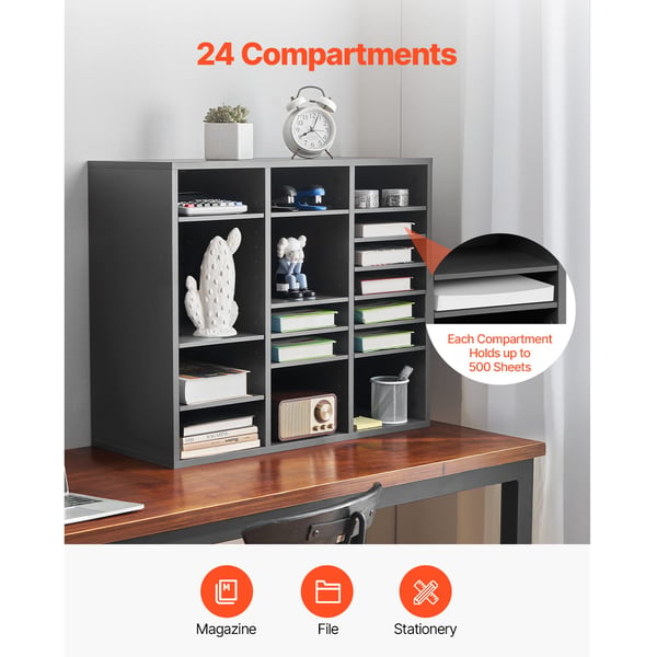 Litteraturorganisator, 24 fack 73,7x30,5x62 cm grå, förvaring