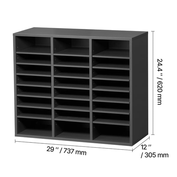 Litteraturorganisator, 24 fack 73,7x30,5x62 cm grå, förvaring