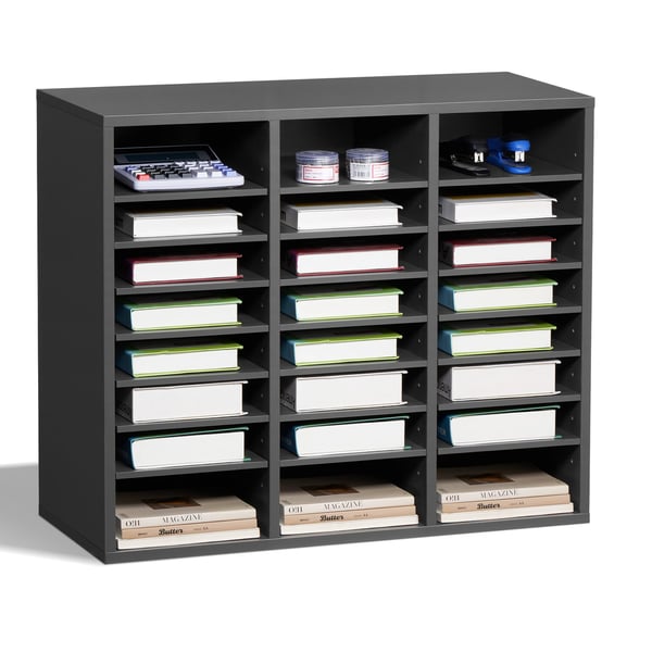 Litteraturorganisator, 24 fack 73,7x30,5x62 cm grå, förvaring