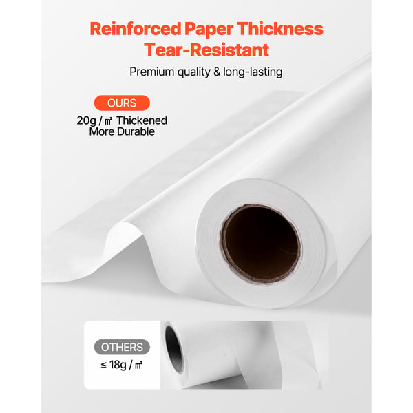 Medicinskt undersökningsbords­papper, 21x6865 cm, Vit, Engångsskydds­rullar