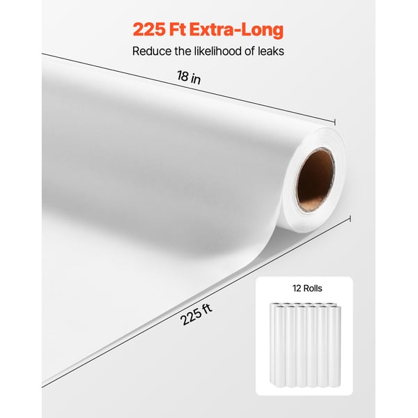 Medicinsk undersøgelsesbordpapir, 45,7x6865,8 cm, hvid, engangsbeskyttelse