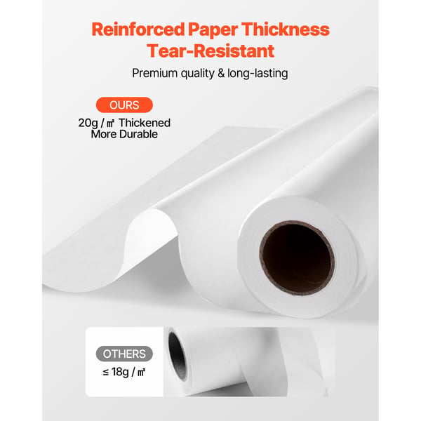 Medicinsk undersøgelsesbordpapir, 45,7x6865,8 cm, hvid, engangsbeskyttelse