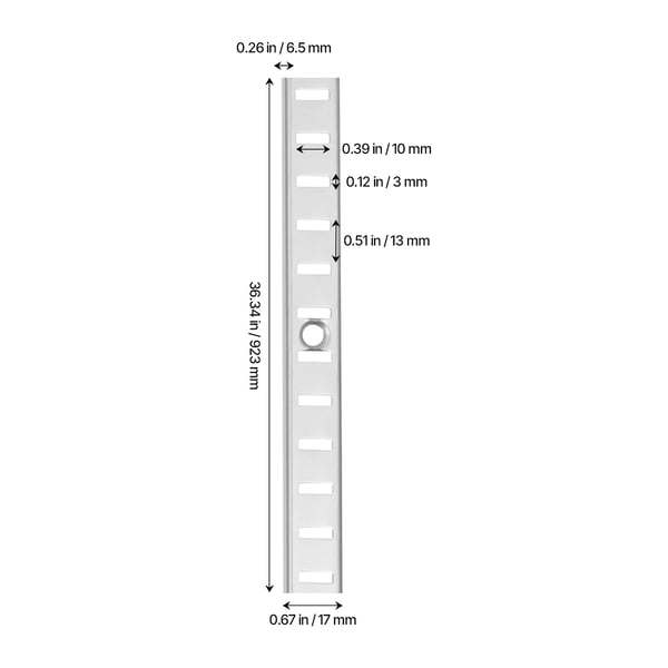 Hylla Pilaster, 92.3x1.7x0.7 cm, Silver, Stål Justerbar