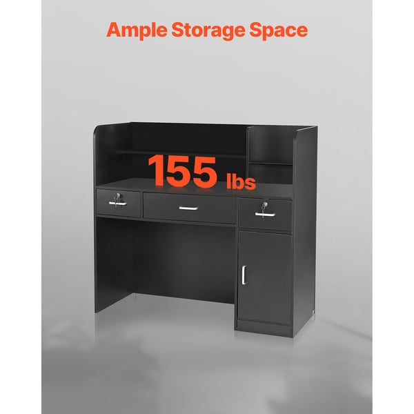 Reception Skranke, 120x48x110 cm, Sort, Opbevaring
