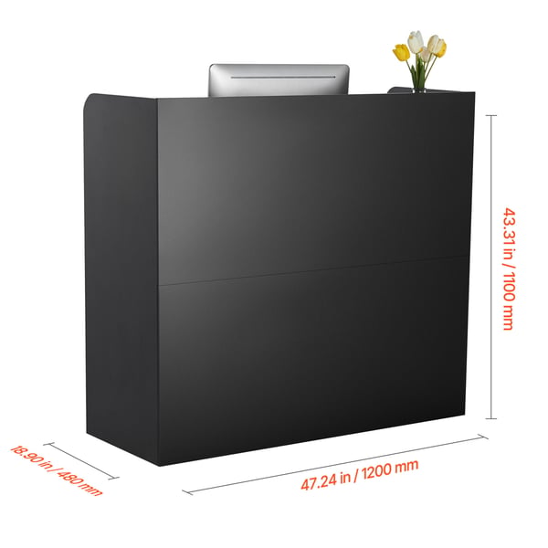 Reception Skranke, 120x48x110 cm, Sort, Opbevaring