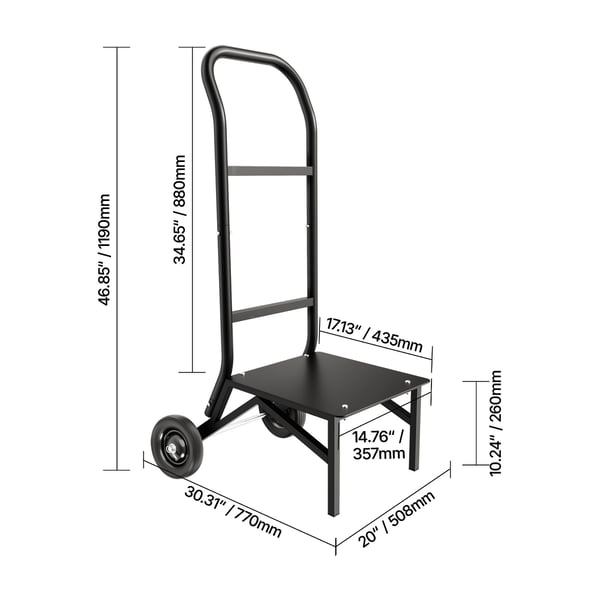 Sammenklappelig stolestativ, 77x50,8x119 cm, Sort, Metalopbevaring