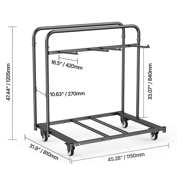 Sammenklappelig stolestativ, 115x81x120,5 cm, Sort, Stål opbevaring