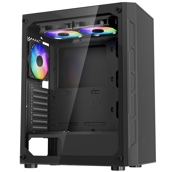 PC Gaming Chassi, Mid-Tower, 320 mm GPU-stöd, Härdat Glas, Stål