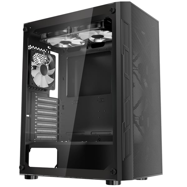PC Gaming Chassi, Mid-Tower, 320 mm GPU-stöd, Härdat Glas, Stål