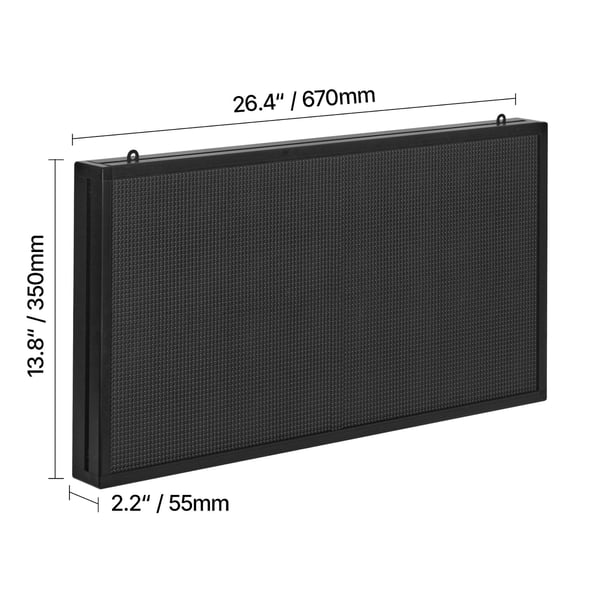 LED-skilt, Programmerbar fuldfarvet rullende display, 67x35x5,5 cm