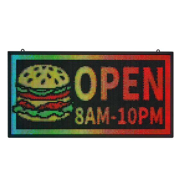 LED-skilt, Programmerbar fuldfarvet rullende display, 67x35x5,5 cm