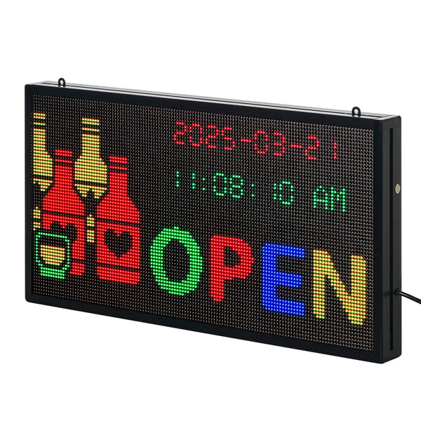 LED-skilt, Programmerbar fuldfarvet rullende display, 67x35x5,5 cm