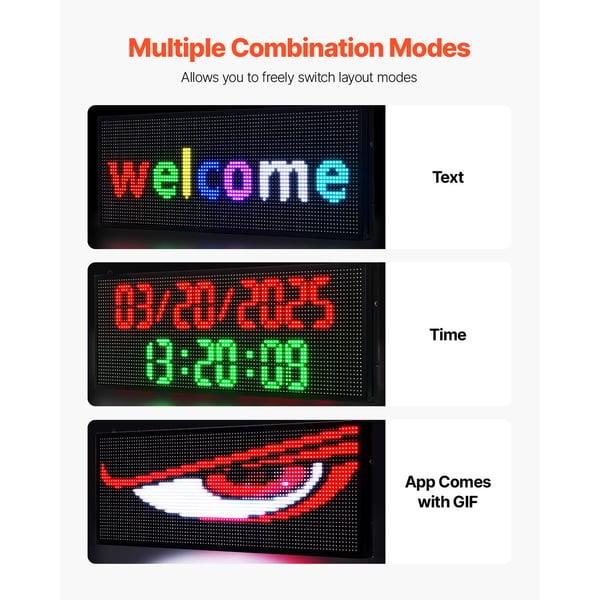 LED-skylt, Programmerbar fullfärgad rullande display, 99x35x5,5 cm