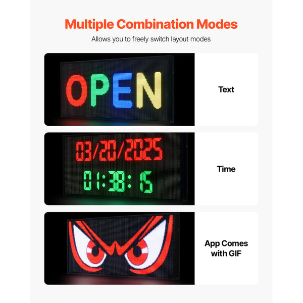 LED-skilt, Programmerbar fuldfarvet rullende displaytavle, 99x41,2x5,5 cm