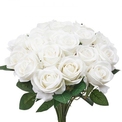Kunstige blomster, rose, 10x10x51 cm, hvid, velour