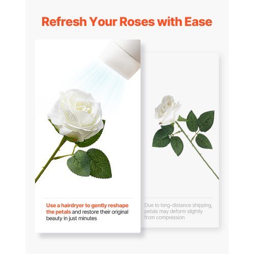 Kunstige blomster, rose, 10x10x51 cm, hvid, velour