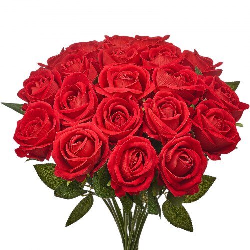Kunstige blomster, rose, 10x10x51 cm, rød, velour