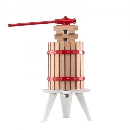 Frugt- og vinpresse, 6L massiv trækurv, 29x57,5 cm, hvid, manuel juicer
