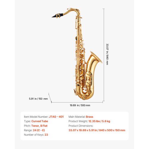 Tenorsaxofon 84x50x15 cm Guld, mässing