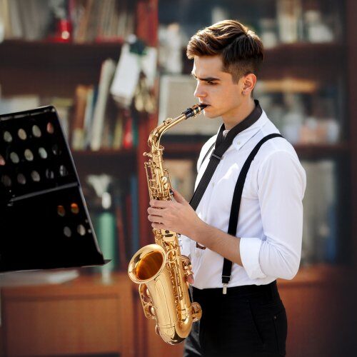 Altsaxofon, 66x21x12 cm, Guld, Mässing