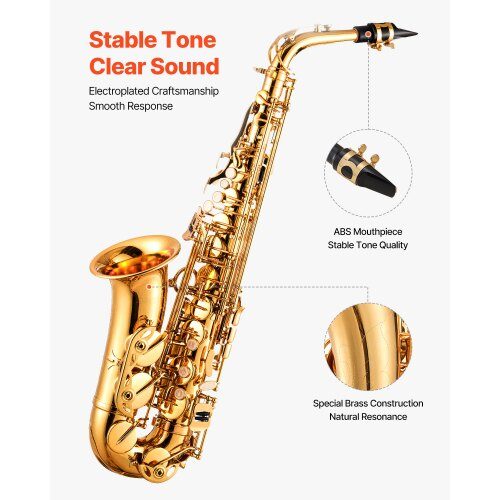 Altsaxofon, 66x21x12 cm, Guld, Mässing