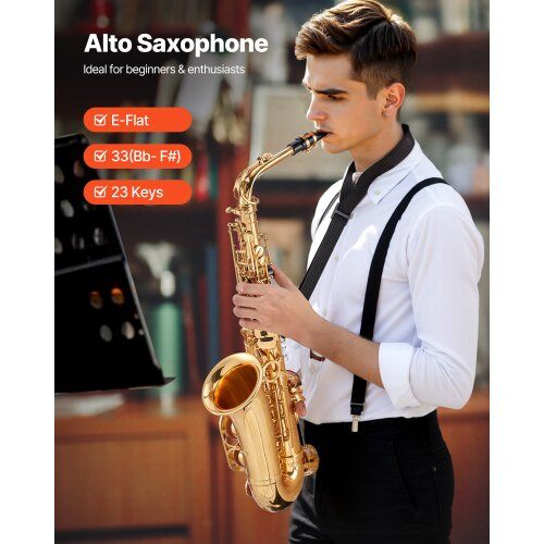 Altsaxofon, 66x21x12 cm, Guld, Mässing