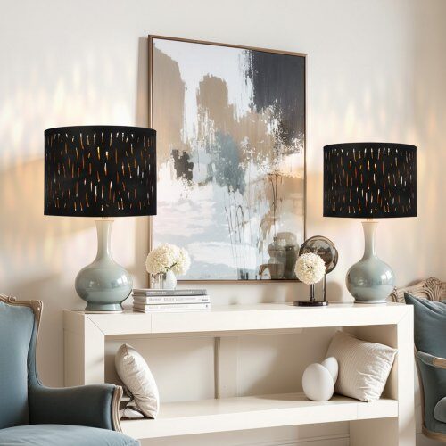 Lampskärm, 33x33x25 cm, Svart, Tyg