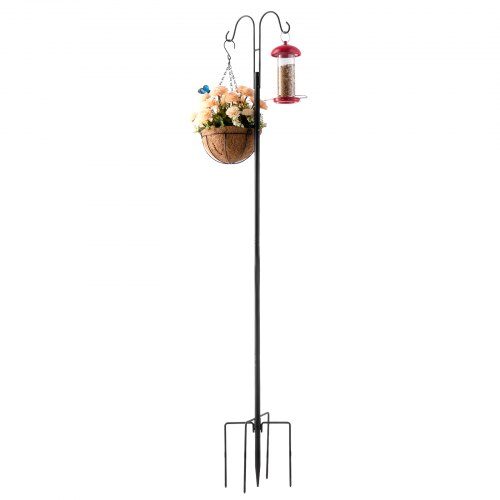 Shepherd's Hook, Dobbelt udendørs fuglefoderstang, 29,5x25x156 cm, Sort, Stål