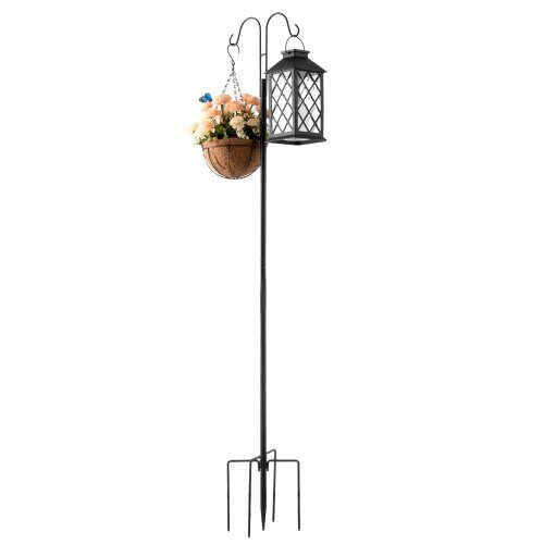 Shepherd's Hook, Dobbelt udendørs fuglefoderstang, 29,5x25x156 cm, Sort, Stål