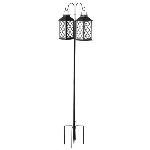 Shepherd's Hook, Dobbelt udendørs fuglefoderstang, 29,5x25x156 cm, Sort, Stål