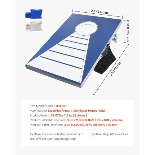 Cornhole-set, 91.5x61x25.5 cm, aluminium, utomhusspel
