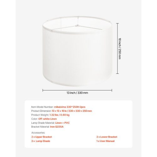Lampskärm, 33x33x25 cm, Offwhite, Linne