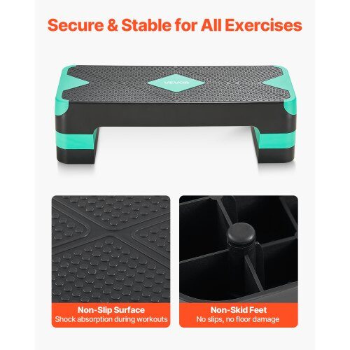Aerobic Step Platform 71x26.7 cm Grøn, Justerbar Fitness Træning