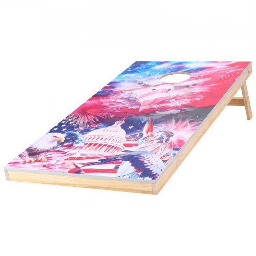 Cornhole-set, 125,5x60x30,2 cm, massivt trä, portabelt spel