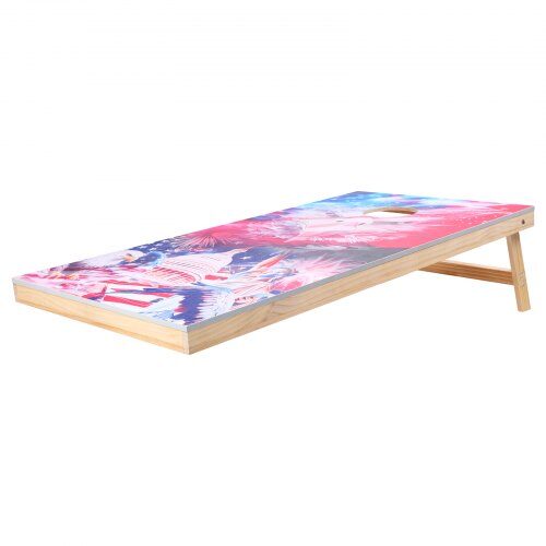 Cornhole-set, 125,5x60x30,2 cm, massivt trä, portabelt spel
