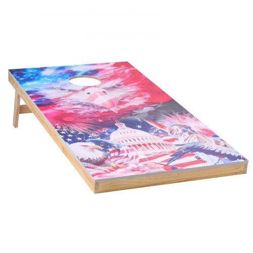 Cornhole-set, 125,5x60x30,2 cm, massivt trä, portabelt spel